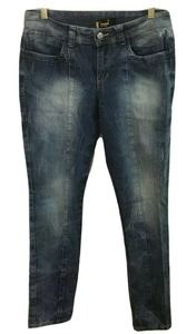 Juniors R BRAND Skinny Jeans Crinkle Wash Front Seam Bleaching Fading Size 7